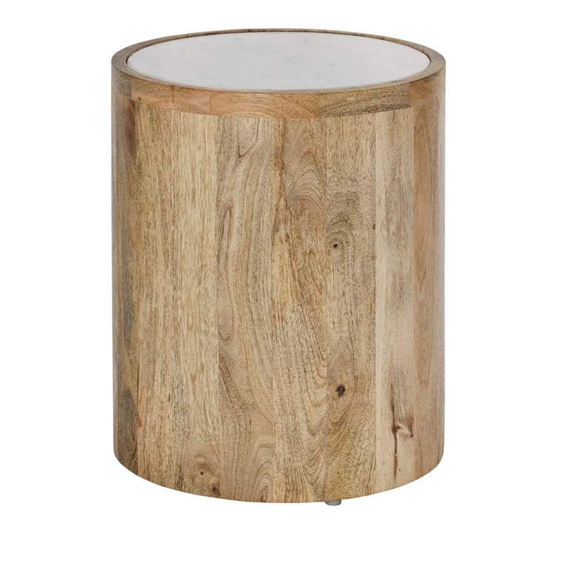 Marino Timber Natural & White Marble Side Table