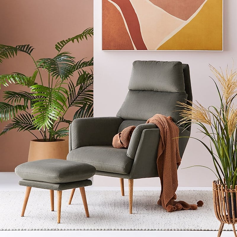 Anderson Smoke Green Chair & Foot Rest