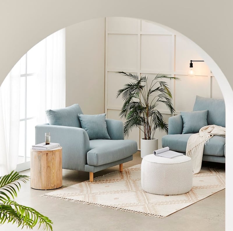 Virginia Dusty Blue 1 Seater Sofa