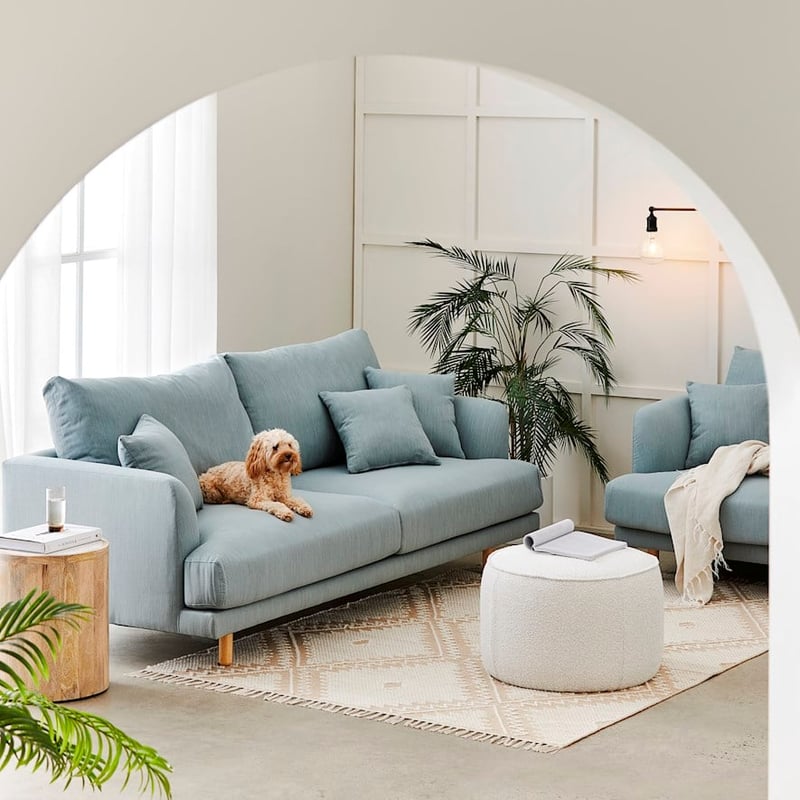 Virginia Dusty Blue 3 Seater Sofa