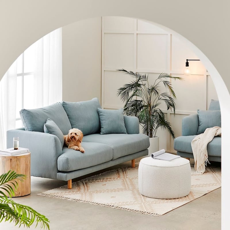 Virginia Dusty Blue 2 Seater Sofa