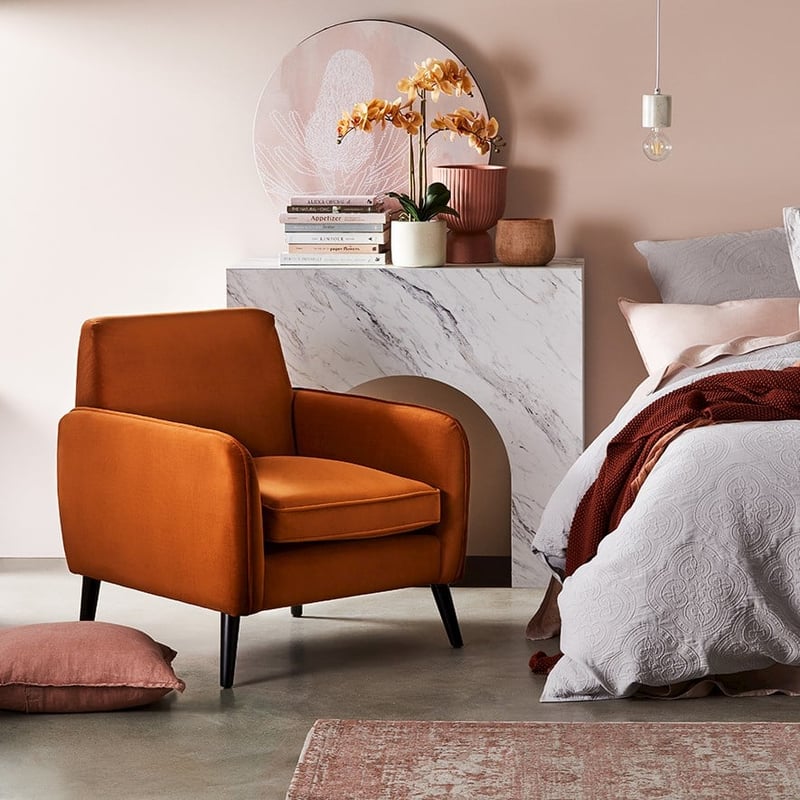 Portland Brick Red Velvet Chair