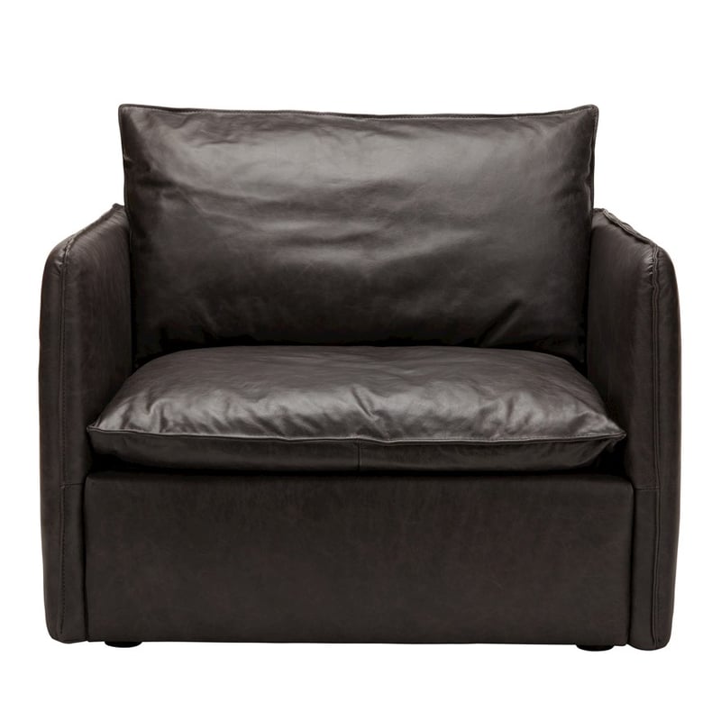Atticus Smoked Black Leather Armchair