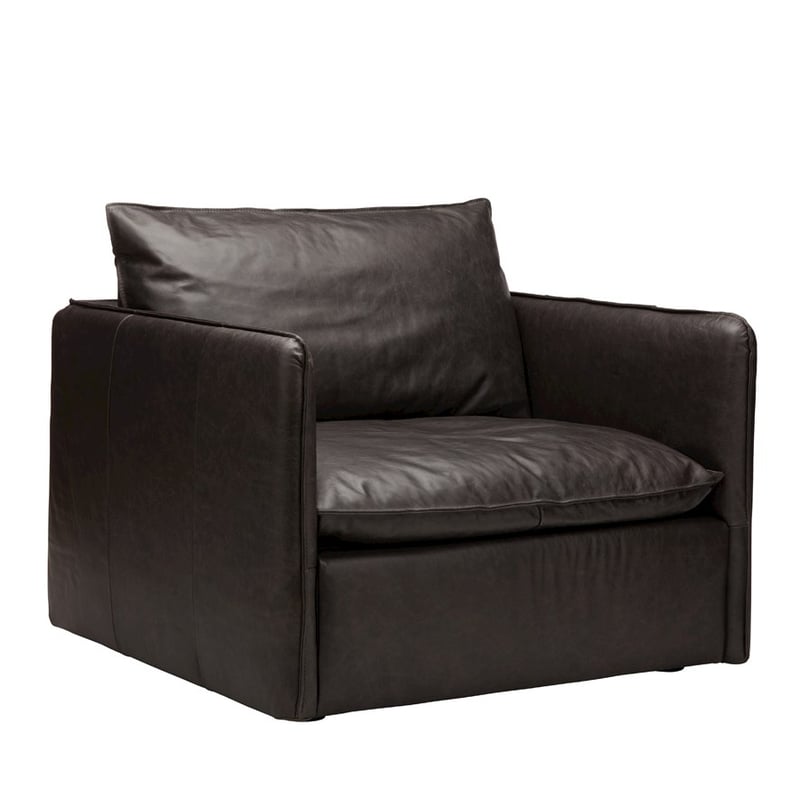 Atticus Smoked Black Leather Armchair
