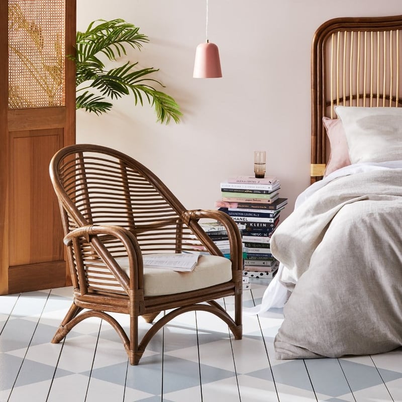 Capri Walnut & Natural Rio Rattan Chair