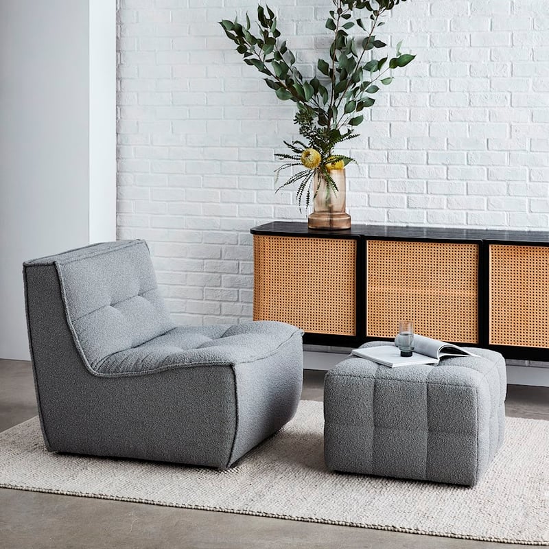 Otis Grey Boucle Lounge Chair 1 Seater 