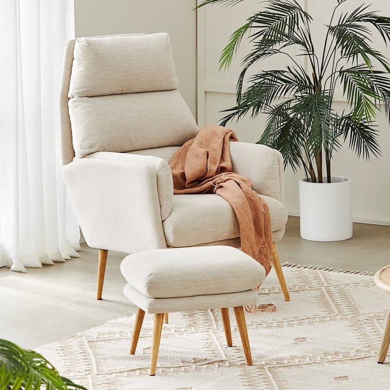 Anderson Natural 1 Seater Chair & Foot Rest