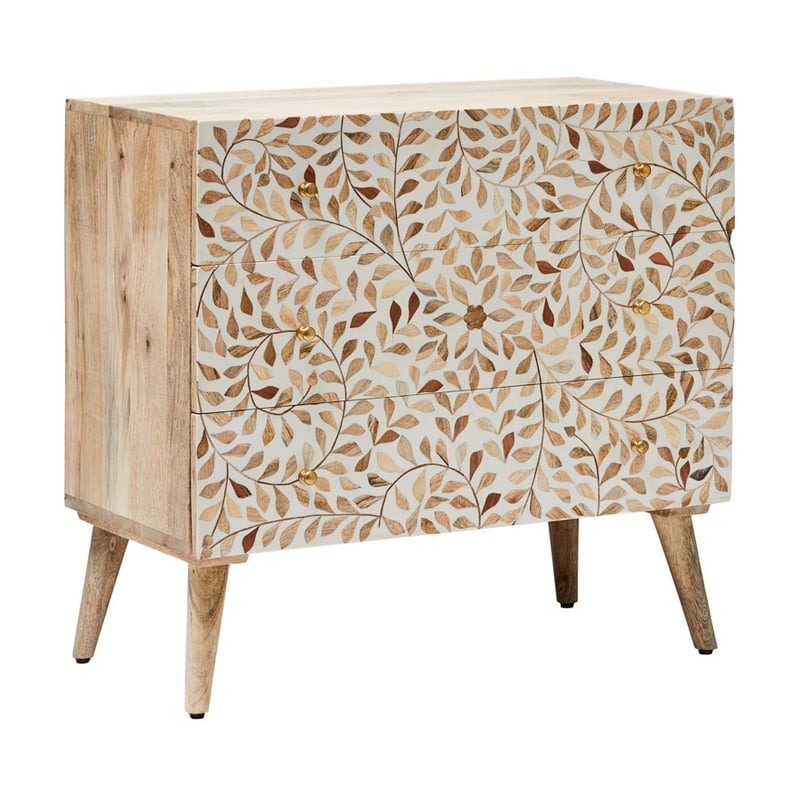 Kerala White & Natural Flora Chest of Drawer