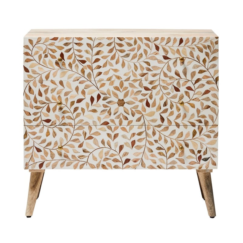 Kerala White & Natural Flora Chest of Drawer