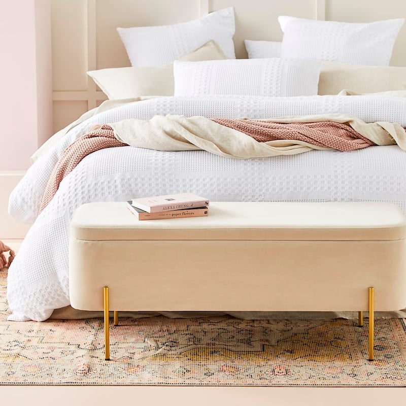 Francis Sand Velvet Blanket Box