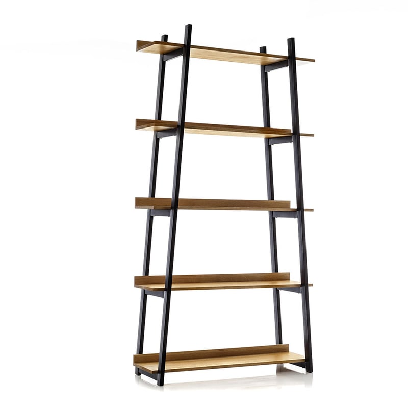 Nelson 5 Tiered Bookshelf Black & Oak