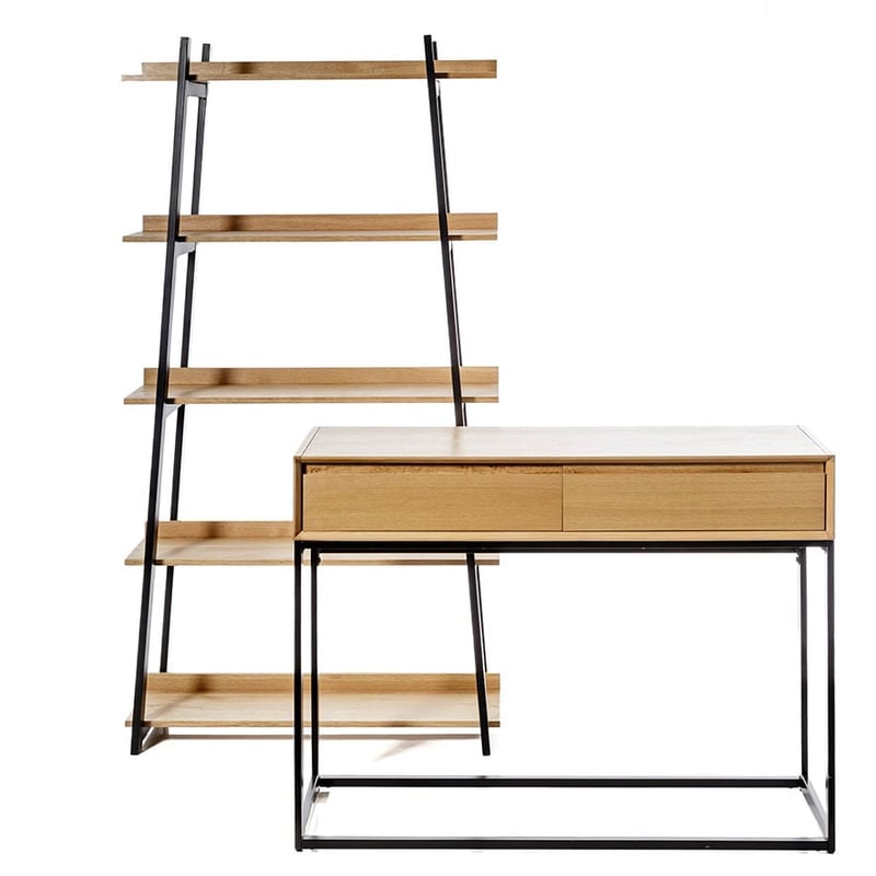 Nelson 5 Tiered Bookshelf Black & Oak