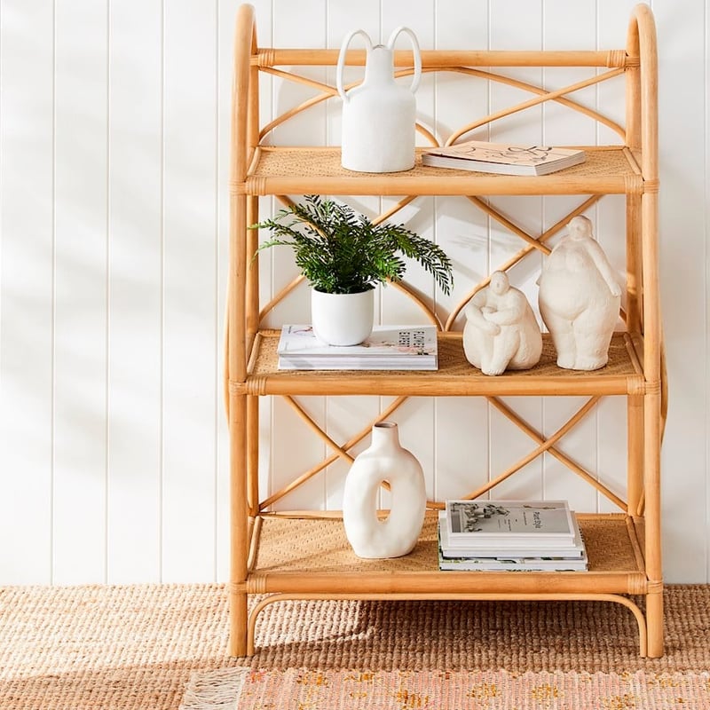 Cayman Rattan Collection Honey 3 Tiered Bookshelf