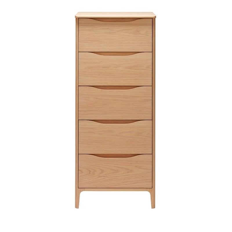 European Collection Adana Timber Natural 5 Drawer Tall Boy