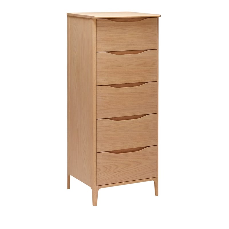 European Collection Adana Timber Natural 5 Drawer Tall Boy