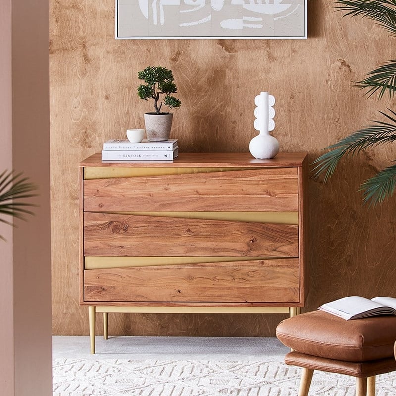 Hugo Chestnut & Gold Chest of Drawers