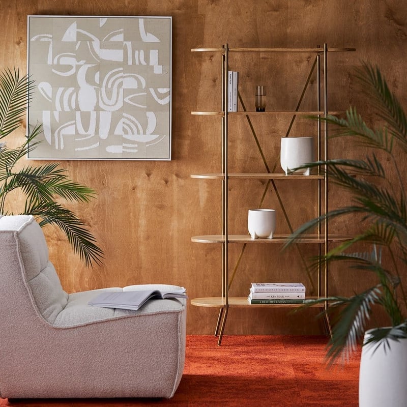 Mikkel Natural & Gold 5 Tiered Bookshelf