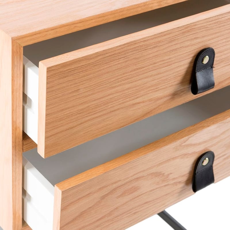 Milo 2 Drawer Side Table Natural & Black