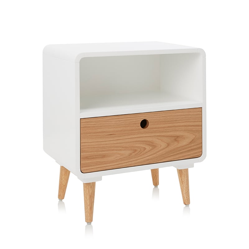 Hazel 1 Drawer & Shelf Side Table White