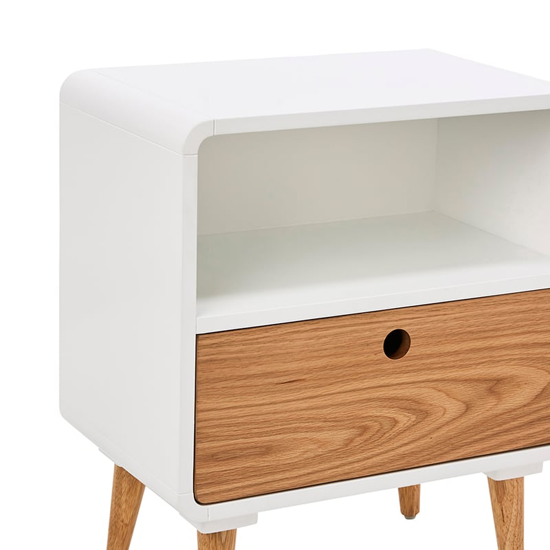 Hazel 1 Drawer & Shelf Side Table White
