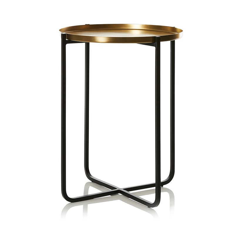 Skipton Pipin Tray Side Table in Brass & Black