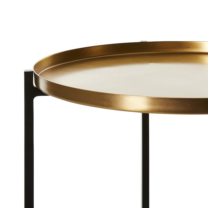 Skipton Pipin Tray Side Table in Brass & Black