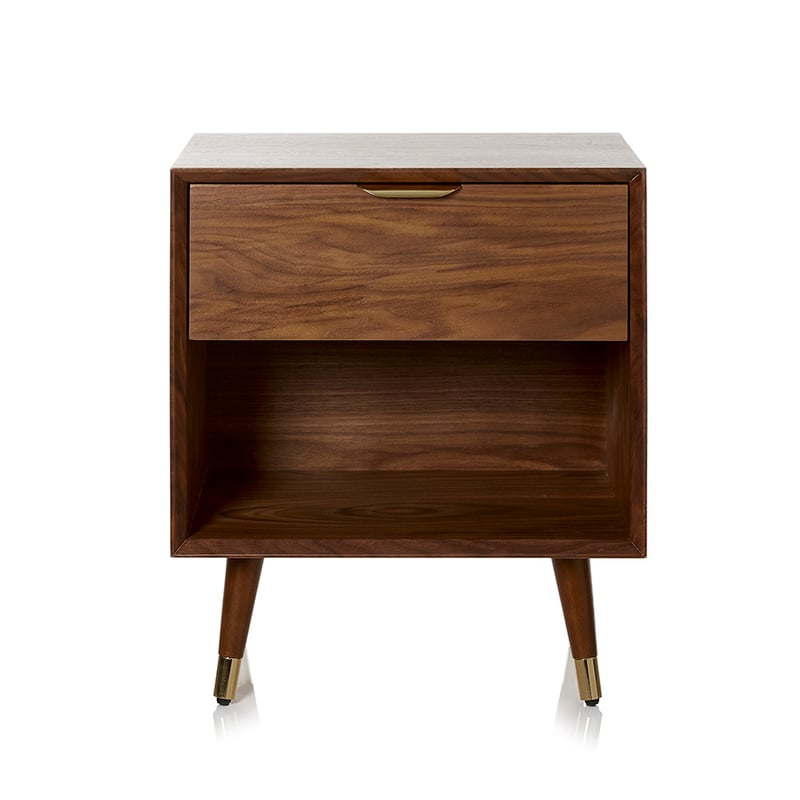 Alsace Bedside Table with Shelf and Drawer Walnut
