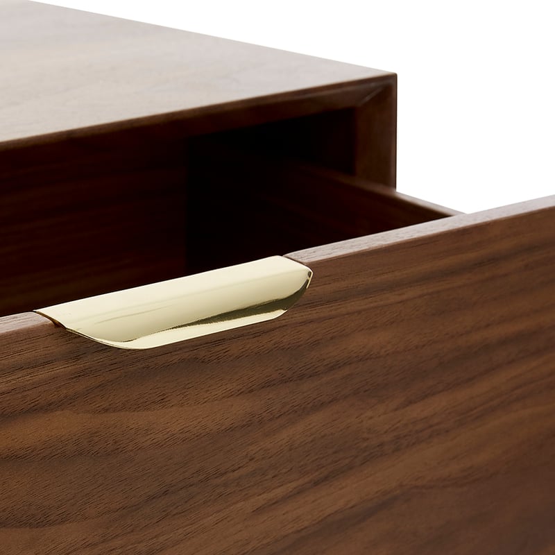 Alsace Bedside Table with Shelf and Drawer Walnut