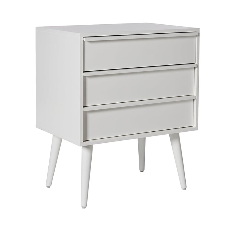 Finley 3 Drawer White Bedside Table