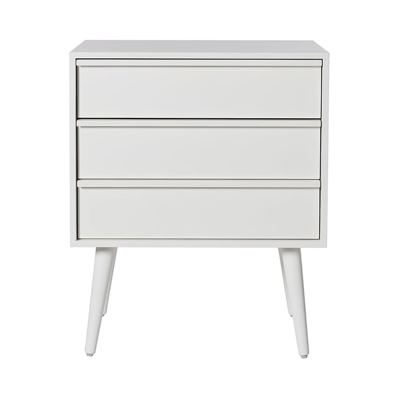Finley 3 Drawer White Bedside Table