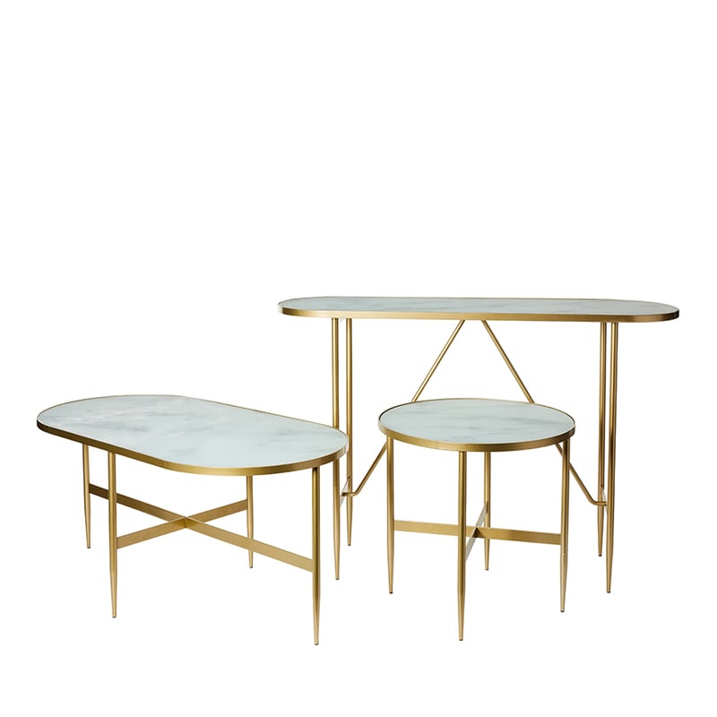 Oslo Gold Marble Glass Side Table