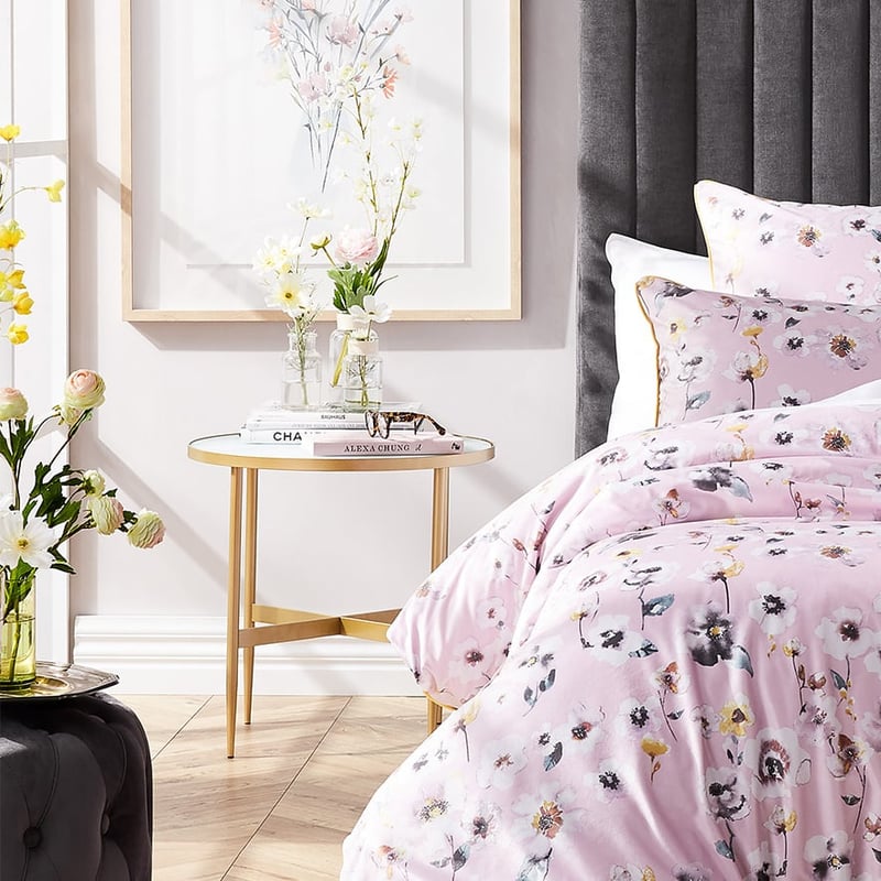 Oslo Gold Marble Glass Side Table