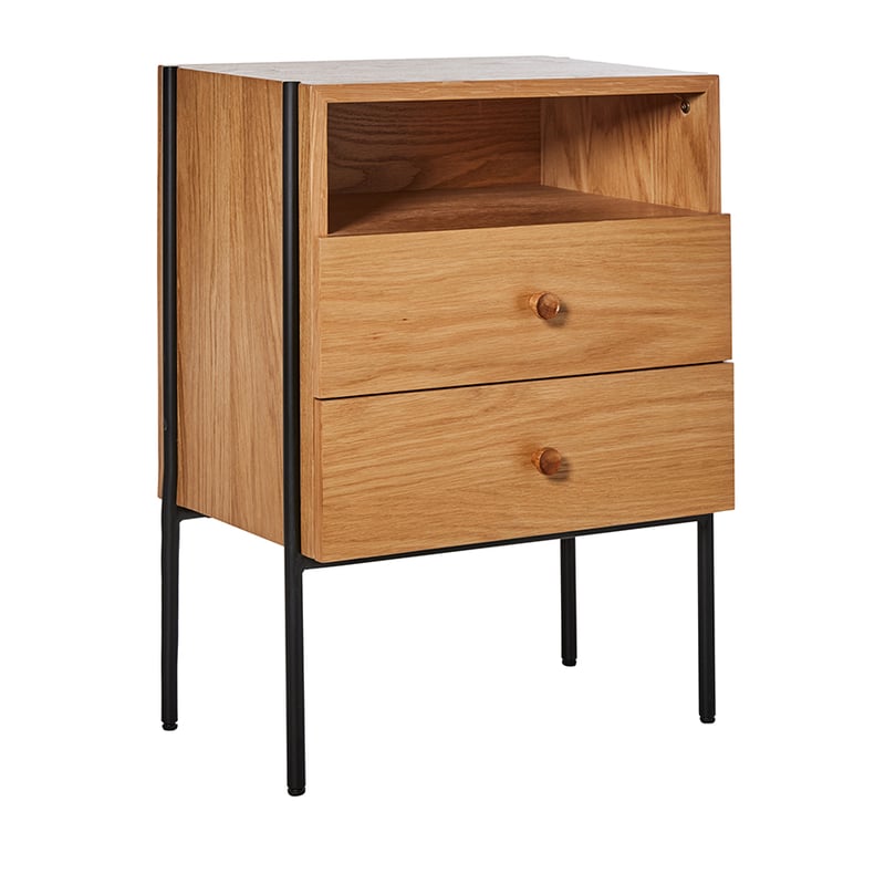 Jasper Natural & Black 2 Drawer Bedside Table