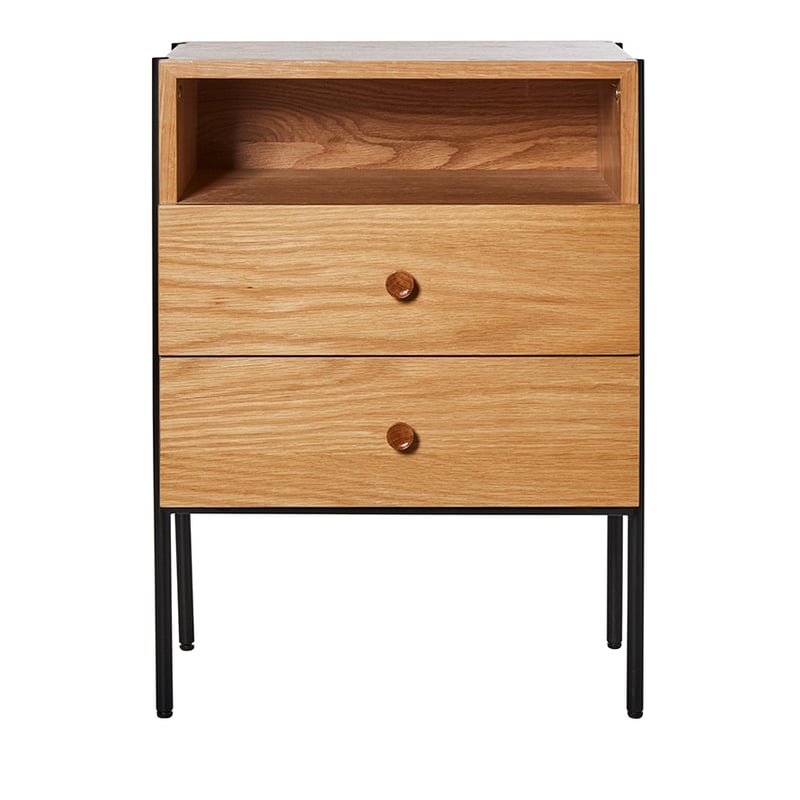 Jasper Natural & Black 2 Drawer Bedside Table