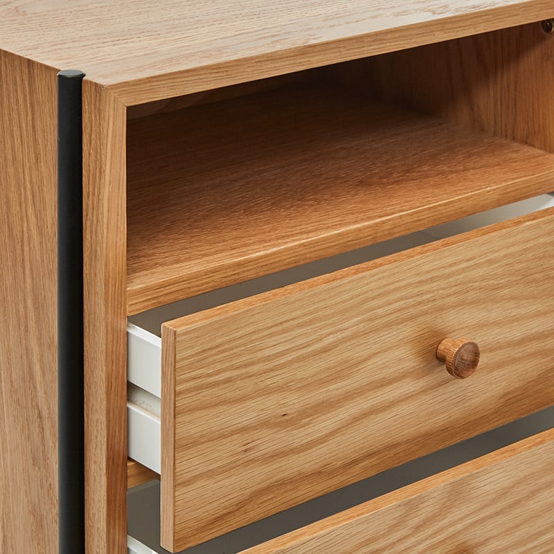 Jasper Natural & Black 2 Drawer Bedside Table