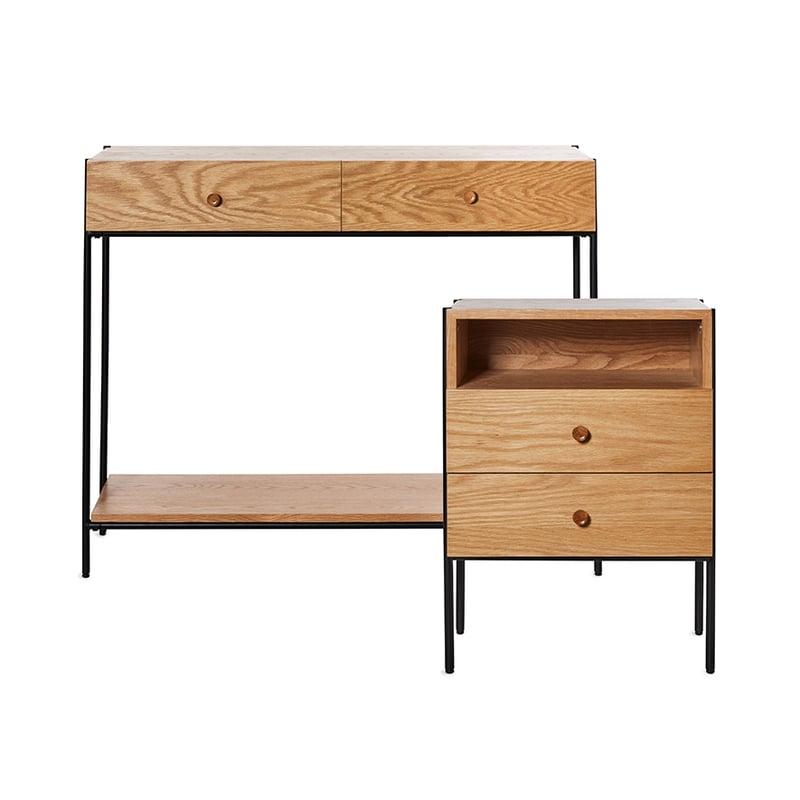 Jasper Natural & Black 2 Drawer Bedside Table