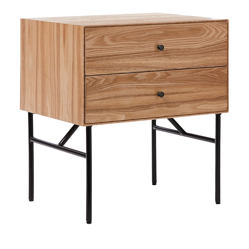 Mali Furniture Collection Ash & Black 2 Drawer Bedside Table