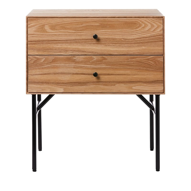 Mali Furniture Collection Ash & Black 2 Drawer Bedside Table