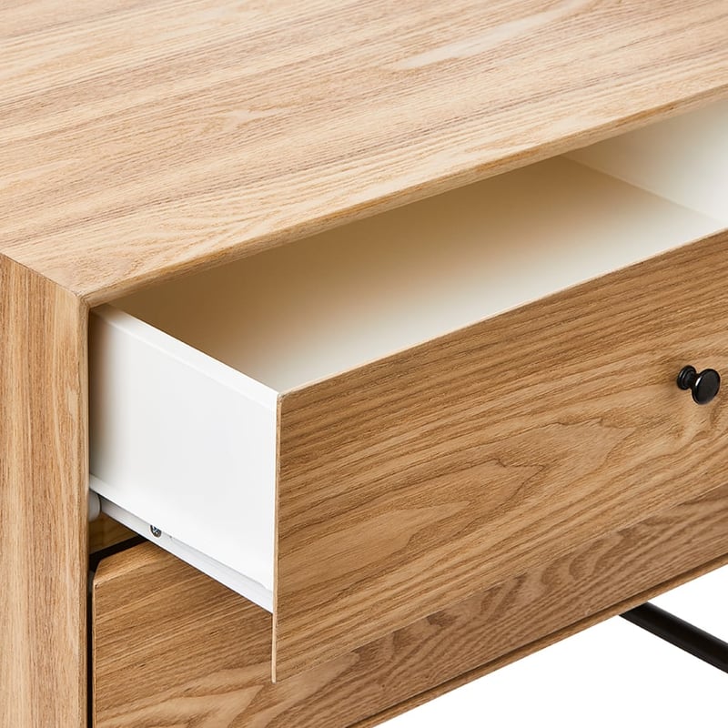 Mali Furniture Collection Ash & Black 2 Drawer Bedside Table