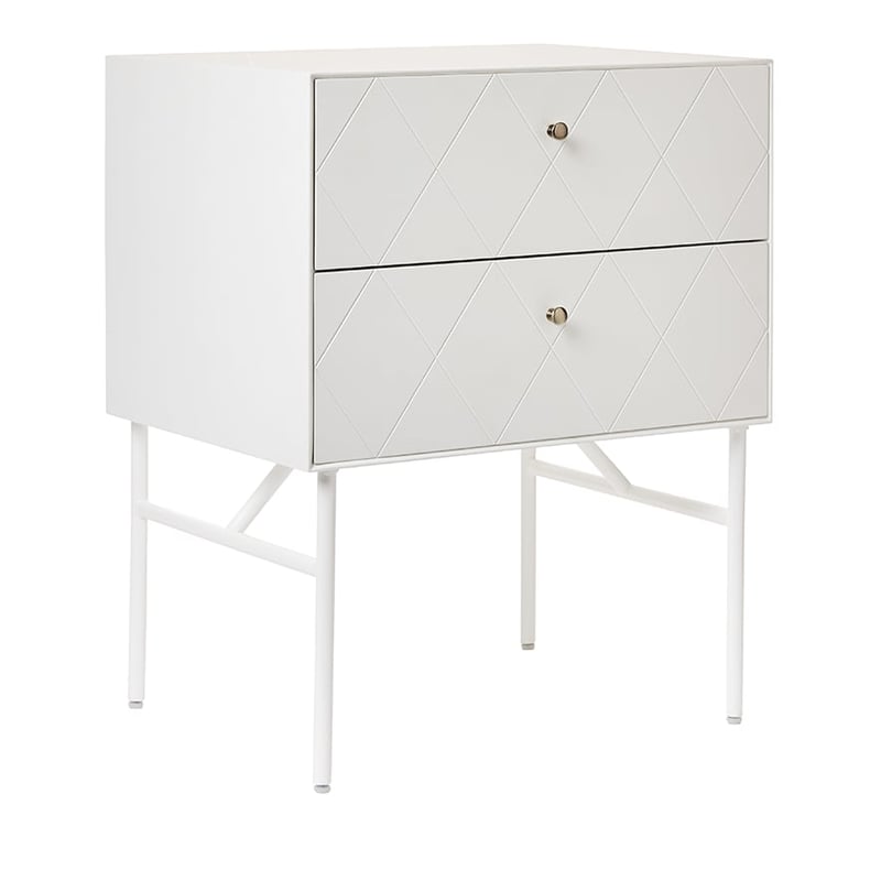 Modena 2 Drawer White Bedside Table 