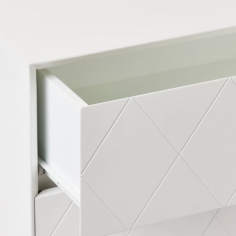 Modena 2 Drawer White Bedside Table 