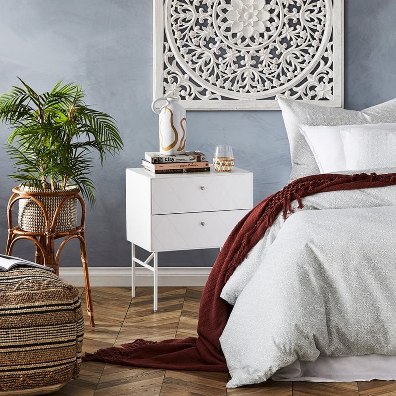 Modena 2 Drawer White Bedside Table 