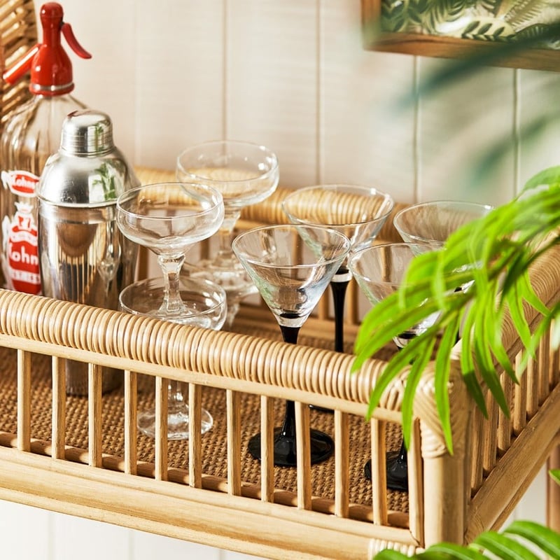 Cayman Rattan Collection Honey 2 Tiered Console