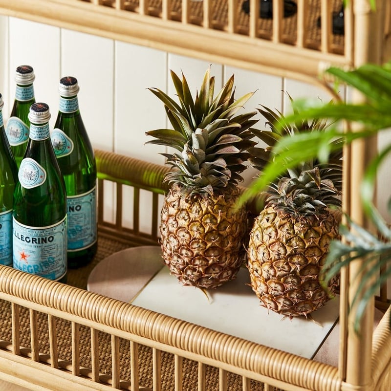 Cayman Rattan Collection Honey 2 Tiered Console