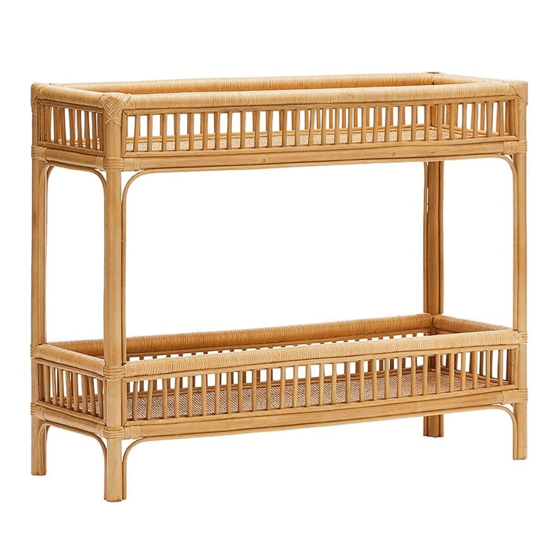 Cayman Rattan Collection Honey 2 Tiered Console