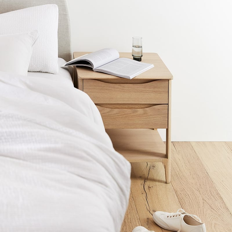 Adana European Collection Natural 2 Drawer Bedside Table