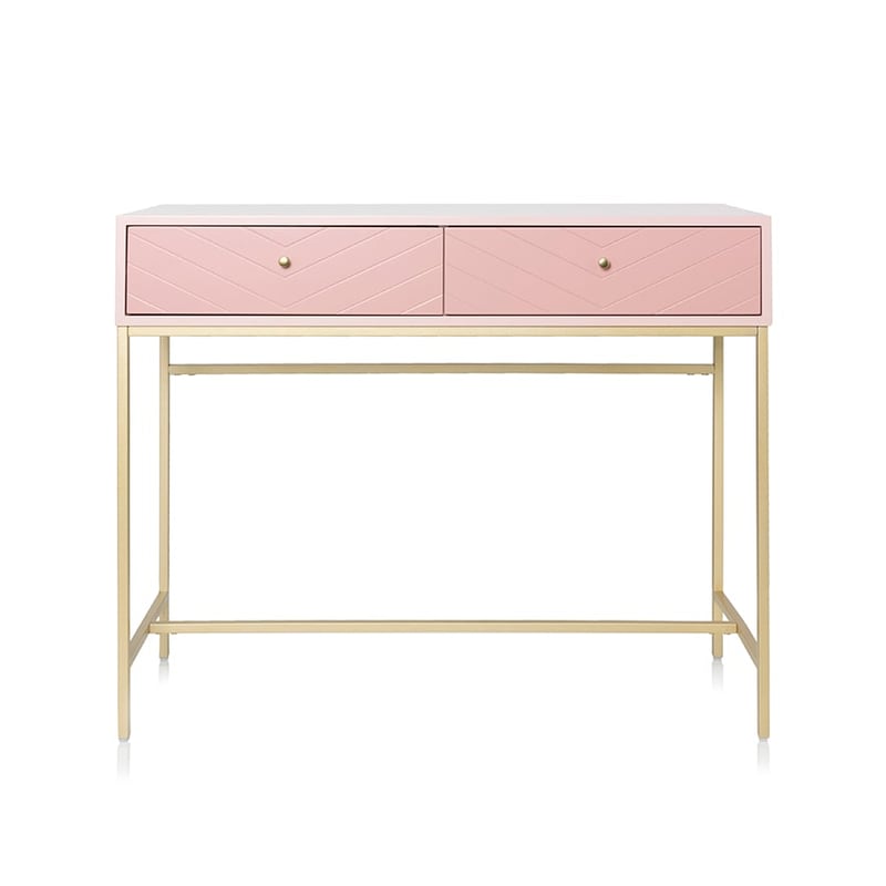 Sienna Collection 2 Drawer Console Pink & Gold