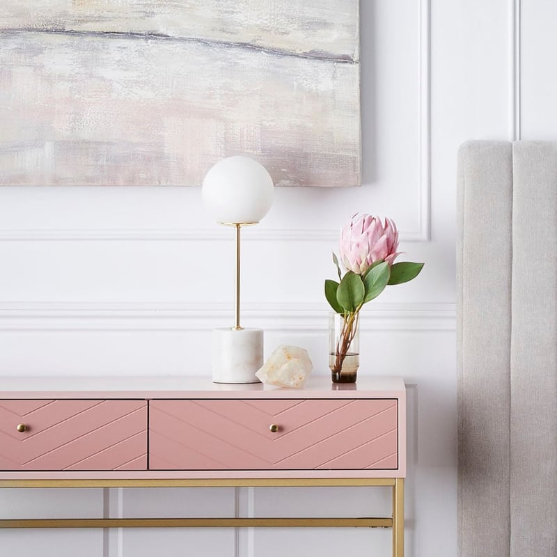 Sienna Collection 2 Drawer Console Pink & Gold