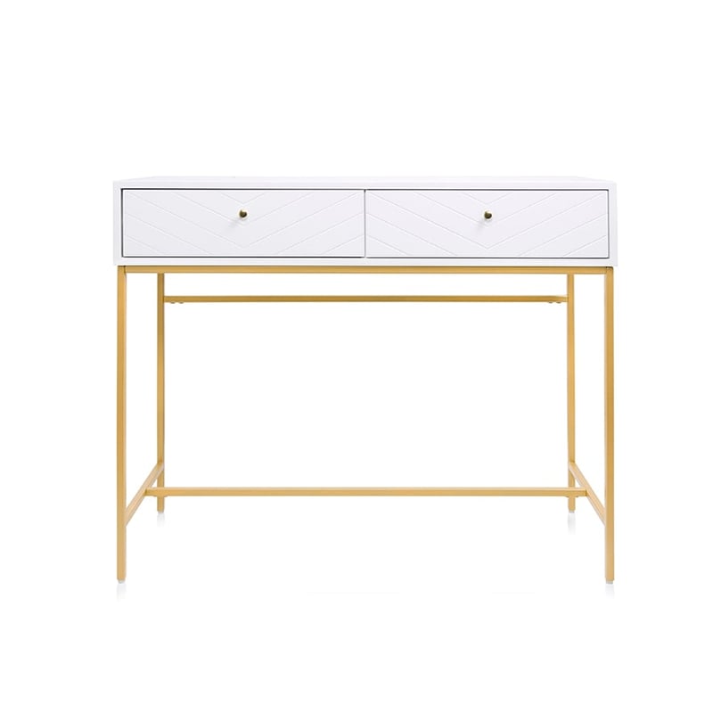 Sienna Collection 2 Drawer Console White & Gold
