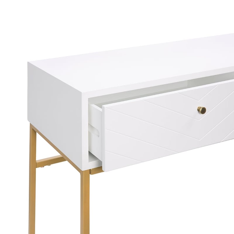 Sienna Collection 2 Drawer Console White & Gold